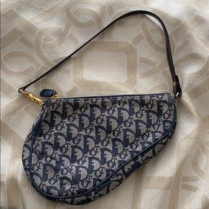 Authentic dior trotter print saddle pochette